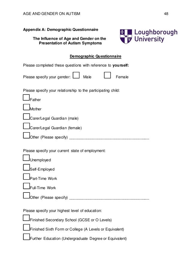 Demographic profile sample thesis proposal