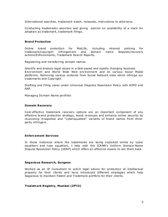 trademark attorney resume