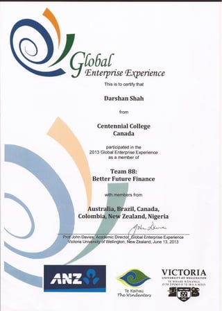Darshan GEE certificate