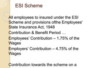 Esi Contribution A Presentation on Labour Laws Compliances | PPTX