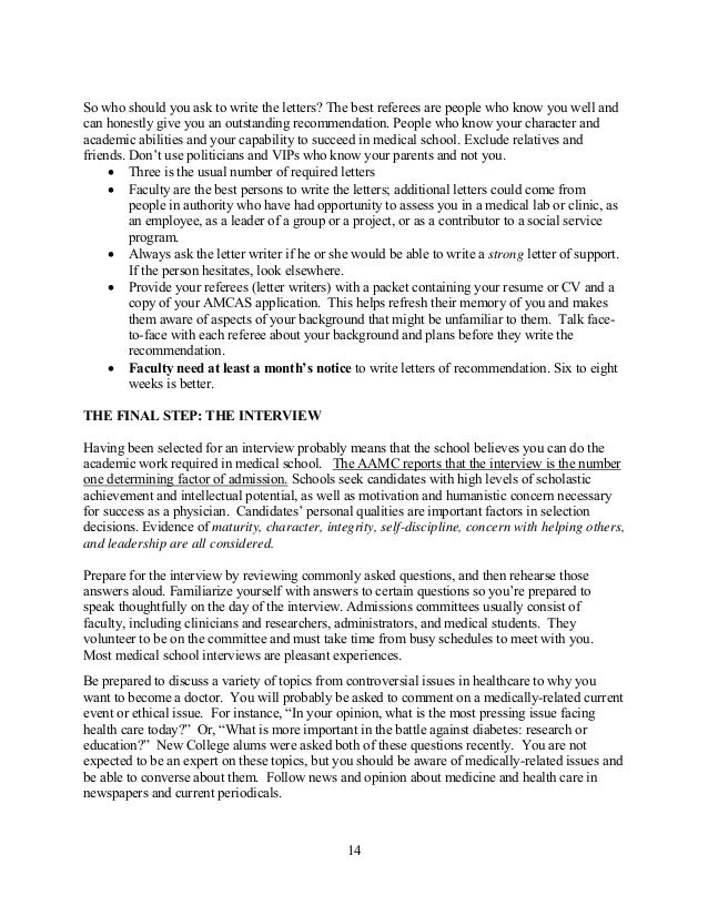 new college pre med handbook lecom letter of recommendation