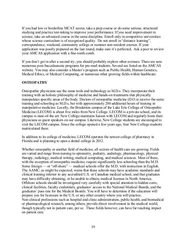 new college pre med handbook lecom letter of recommendation