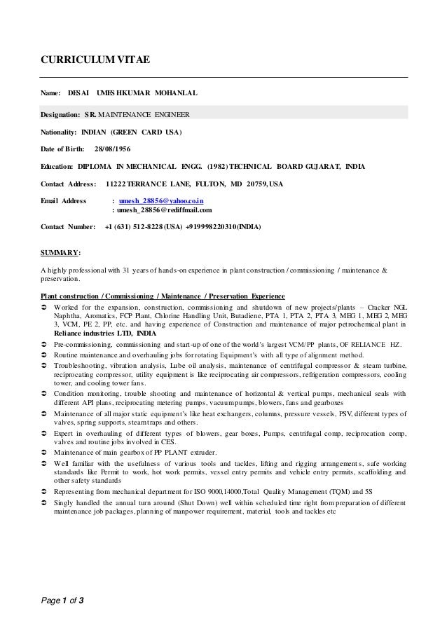cv in usa