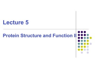 Lecture 5 
Protein Structure and Function II 
 