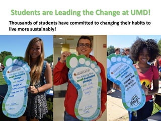 Students are Leading the Change at UMD!
Thousands of students have committed to changing their habits to
live more sustainably!
 