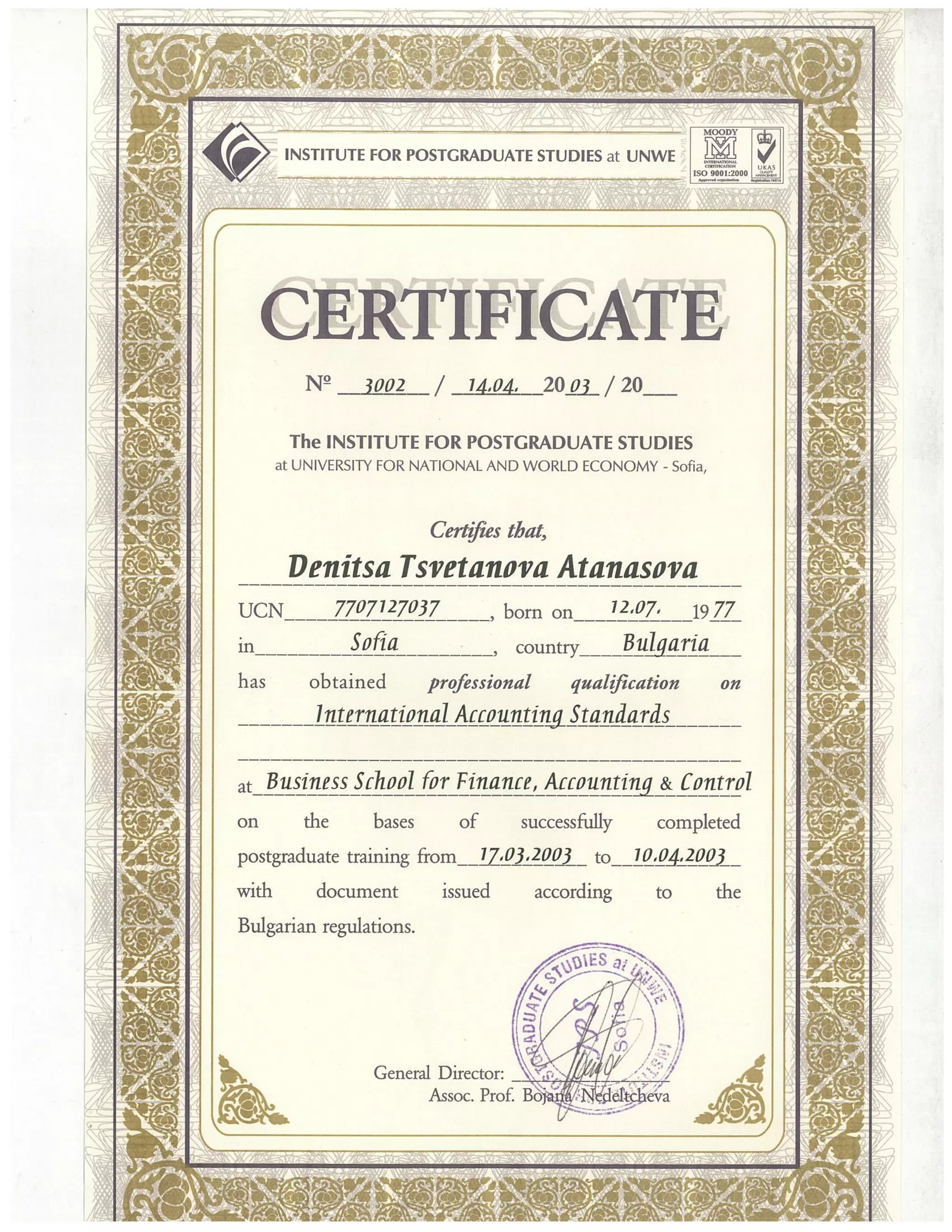 Certificate_International Accounting Certificate PDF Business
