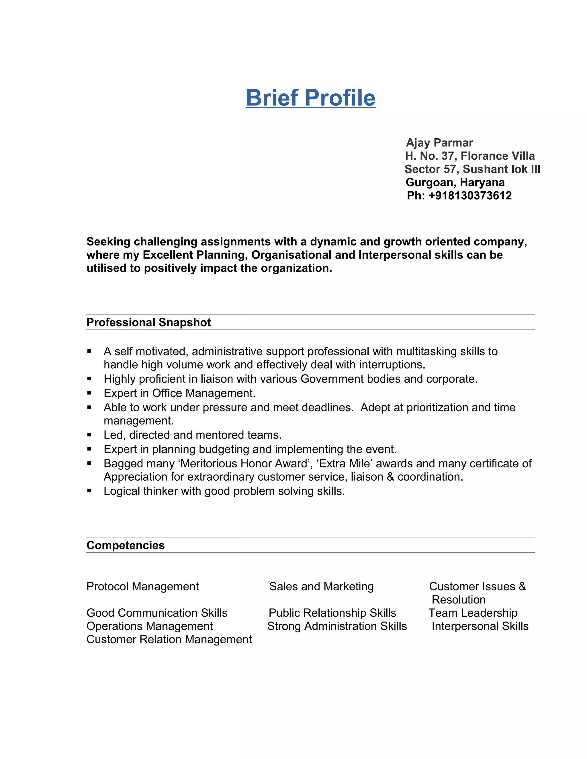 Brief Profile-Ajay Parmar | DOC