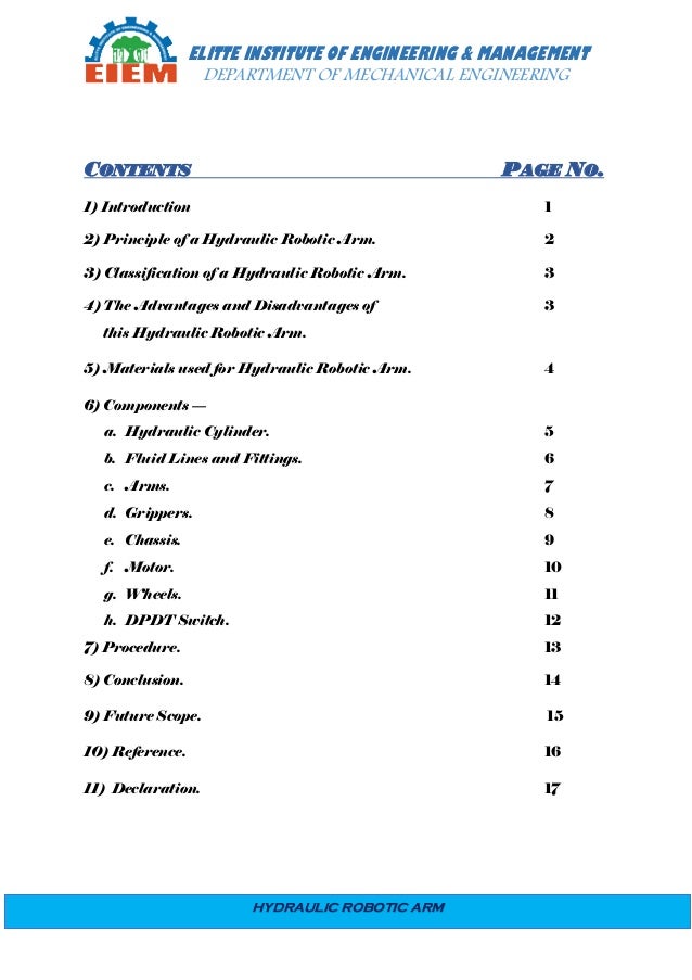 hydraulic arm materials