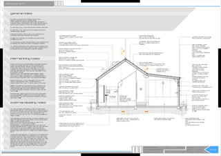 1
W08
2
W08
90MM STUD WALL WITH 80MM
INSULATION BATTS.
6MM FIBRE CEMENT SHEETING
TO BE FIXED TO STUDS
OVER WATER PROOFING
MEMBRANE.
20X50MM VERTICAL BATTENS TO
BE FIXED TO CEMENT SHEETING
AND
50X50MM HORIZONTAL BATTENS
TO BE FIXED TO VERTICAL
BATTENS.
SEE GENERAL NOTES FOR
CONSTRUCTION METHODS.
COLOURBOND CORRGATED ROOFING IRON
INSTALLED TO MANUFCTURERES SPECS
'MONUMENT'
200X38MM TURPENTINE FASCIA BOARD
FIXED W/50MM GAL FLATHEAD NAILS
COLOURBON IRON RIDGE CAPPING
FIXED TO MANUYFACTURERES SPECIFICATIONS
'MONUMENT'
100X25 TURPENTINE DECKING
INTERGRAIN REDWOOD STAIN
FIXED WITH 50MM GAL SELF-DRILLING SCREWS
SEE DECKING DETAIL ON W15
ALUCOBOND SPARKLING BLACK
METALLIC 888 SEALED WITH
BLACK SILICONE
FIXED WITH B20620 IMPULSE C15
BFP STRAIGHT BRADERS
90MM COLOURBOND LYSAGHT
QUAD GUTTER 'MONUMENT'
FIXED TO MANUFACTURERES SPECS
DN 100 TYPE C U-PVC DOWNPIPE
'MONUMENT'
LOW GLOSS FINISH
220mm X 140mm METAL RAINWATER
HEAD
FIXED TO CLADDING USING
MANUFACTURERS SPECS
100X25 TURPENTINE DECKING
INTERGRAIN REDWOOD 'NATURAL' STAIN
FIXED
FIXED WITH 50MM GAL SELF-DRILLING
SCREWS
SEE DECKING DETAIL ON W15
HIGHGROVE TOUGHENED SAFETY
GLASS 1200X1300X12 PANEL
STAINLESS STEEL FIXING TO
MANUFACTURERES SPECIFICATIONS
SEE W15.
INDICTIVE POSITION OF PREMIUM LINE
GERMAN SOLAR, SOLAR PANELS
INSTALLED TO MANUFACTURERES SPECIFICATIONS
INDICTIVE POSITION OF PHOTOVOLTAICS FOR
SOLAR HOT WATER SYSTEM
INSTALLED TO MANUFACTURERES
SPECIFICATIONS
INDICTIVE POSITION OF 2500L RHEEM PREMIER®
HILINE SOLAR HOT WATER HEATER GAS BOOSTED.
MODEL: 52H180K/1S-G
INSTALLED TO MANUFACTURERES SPECIFICATIONS
SKYDOME LOW E DOUBLE GLAZED
BLACK ALUMINIUM FRAME INSTALLED
TO MANUFACTURERES SPECS AND SEALED APPROPRIATELY
100X25 TURPENTINE CLADDING
INTERGRAIN REDWOOD STAIN
FIXED WITH 50MM GAL SELF DRILLING SCREWS
150MM CONCRETE SLAB TO BE CONSTRUCTED IN
ACCORDANCE WITH AS2870 AND USING SL82 AS
REINFORCEMENT MESH 30MM FROM TOP.
300MM TIMBER FRAMED PARTITION WALL
WITH 13MM PLASTERBOARD LINING
2x240x45 MGP12 RIDGEBOARD
FIXED W/ PRYDA 100X35X1.0MM
MULTIGRIP BRACKET AND 50MM GAL NAILS
35X90 MGP10 ROOF BATTENS @450MM SPACES
FIXED WITH 3.1MMX90MM GAL SHANK NAILS
PEER 16X6000MM 0.38BMT
DOMESTIC CEILING BATTEN FCDB-60 @450 CNTRS
TO BE INSTALLED TO MANUFACTURERES SPECS
HIGHGROVE TOUGHENED SAFETY
GLASS 1200X1300X12 PANEL
STAINLESS STEEL FIXING TO
MANUFACTURERES SPECIFICATIONS
GENERAL NOTES
ALL DOORS TO BE INSTALLED TO MANUFACTURERES SPECS
TIMBER CLADDING MUST NOT SIT ON TIMBER FRAME
WATER PROOFING TO OVERHANG OVER DOOR FRAME APPROPRIATELY
TO ENSURE CORRECT WATER RUNOFF AND PREVENT MOISTURE BUILD-UP.
REFER TO DOOR SCHEDULE FOR DOOR AND GLAZING SPECIFICATIONS.
ALL STRUCTURAL STEEL TO BE PROTECTED IN ACCORDANCE WITH AS2312.
ALL BRICKWORK TO BE CONSTRUCTED IN ACCORDANCE WITH AS4773
MASONRY IN SMALL BUILDINGS.
FORMWORK FOR INSITU CONCRETE WALL TO BE CONSTRUCTED IN
ACCORDANCE WITH AS3610 FORMWORK FOR CONCRETE.
RETAINING WALL TO BE BUILT IN ACCORDANCE WITH AS4678 EARTH
RETAINING STRUCTURES.
ALL STORMWATER GUTTERS, PIPES AND SERVICES TO BE CONSTRUCTED IN
ACCORDANCE WITH ASNZS 3500.3 PASRT 3 STORMWATER DRAINAGE
ALL CONCRETE STRUCTURES TO BE CONSTRUCTED IN ACCORDANCE WITH
AS 3600 CONCRETE STRUCTURES. CONCRETE SLAB TO CONSTRUCTED IN
ACCORDANCE WITH AS2870 RESIDENTIAL SLABS AND FOOTINGS.
90MM COLOURBOND LYSAGHT
QUAD GUTTER 'MONUMENT'
FIXED TO MANUFACTURERES SPECS
DN 100 TYPE C U-PVC DOWNPIPE 'MONUMENT'
LOW GLOSS FINISH
220mm X 140mm METAL RAINWATER HEAD
FIXED TO CLADDING USING MANUFACTURERS
SPEC
200X38MM TURPENTINE FASCIA BOARD
FIXED W/50MM GAL FLATHEAD NAILS
200X125MM STEEL RHS
INSTALLED AND FIXED TO
ENGINEERS SPECS
PRYDA 130X90MM HEAVY DUTY
GAL STEEL STIRRUP POST ANCHOR
200X200X500 CONCRETE
FOOTING
90MM TIMBER STUD WALL WITH CHARCOAL
NORSTONE ROCK PANEL CLADDING INSTALLED
MANUFACTURERES SPECS..
150X100UA10 STEEL ANGLE BEAM
TO BE INSTALLED TO ENGINEERS SPECS
SLIDING DOOR TO BE INSTALLED TO
MANUFACTURERES SPECS
external cladding NOTES
WALL MUST BE SARKED AND EXTERNALLY FIXED WITH 6MM CEMENT
SHEETING USING 30MM GAL CLOUTS. 20X50 VERTICAL TIMBER BATTENS TO
BE PLACED AT 600 CNTRS AND FIXED WITH 65MM GAL BATTEN SCREWS.
A 12MM GAP AT THE TOP OF THE WALL AND A 200MM GAP AT THE
BOTTOM OF THE WALL MUST BE LEFT TO ALLOW AIRFLOW BEHIND THE
TIMBER CLADDING.
50X50 HORIZONTAL BATTENS TO BE FIXED TO VERTICAL BATTENS AT 600
CNTRS WITH 65MM BATTEN SCREWS. ENSURE A GAP OF 8MM BETWEEN
TIMBER CLADDING AND EDGE BATTEN.
EXTRA PEICES OF BATTEN TO BE ATTATCHED AT JOINTS TO FIX
SHORTER PEICES OF CLADDING WHERE REQUIRED.
50X2.8MM BRIGHT 'D' HEAD MACHINE DRIVEN NAILS TO BE USED TO FIX
100X25MM TURPENTINE SHADOW CLADDING. IF NAILS ARE LESS THAN 30MM
FROM THE END OF THE PEICE OF TIMBER, A PILOT HOLE MUST BE
DRILLED PRIOR TO FIXING. END GRAIN TO BE SEALED AND INTERGRAIN
REDWOOD STAIN TO BE APPLIED TO CLADDING AS PER MANUFACTURERES
SPECS.
FEATURE WALL AND STONE WALL AT THE FRONT OF THE PROPERTY AND
ATTATCHED CUSTOM MAILBOX TO BE CONSTRUCTED OF ECO-OUTDOOR
DRYSTONE 'ALPINE' WALL PANELS GLUED ON TOP OF 6MM FIBRE CEMENT
SHEETING APPROPRIATELY FIXED TO A TIMBER WALL FRAMED WALL USING
30MM GAL CLOUTS. THE LOCATION OF THIS WALL AND ASSOCIATED
CURVE WILL BE INDICTIVE AND FOLLOW THE EDGE AND LENGTH OF THE
DRIVEWAY AND THE FRONT OF THE PROPERTY EDGE UNTILL OT REACHES
THE MAILBOX AND FENCE AND THEN CONTINUE UNTILL IT REACHES THE
EASTERN FENCE. HEIGHT OF THE FENCE TO STAY LEVEL ALONG ITS
LENGTH.
SERVICES MUST BE IN PLACE BEFORE INSTALLATION. ENSURE FRAMING IS
PLUMB, LEVEL &SQUARE AND THAT THE AREA IS WEATHER PROOF.
ENSURE THAT STUD SPACING TAKES INTO ACCOUNT THE WIDTH OF
PLASTERBOARD SHEETS AND ALLOWS FIXING POINTS AT ITS EDGES.
STANDARD CORE 13MM PLASTERBOARD TO BE FIXED ALONG WALLS
STUDS AND 15MM FROM SHEET EDGES AND ENDS WITH 30MM 'W' TYPE
PLASTERBOARD SCREWS .
CEILING MUST HAVE PEER 16X6000MM 0.38BMT DOMESTIC CEILING
BATTEN FCDB-60 @450 CNTRS INSTALLED TO MANUFACTURERES
SPECS PRIOR TO FIXING PLASTERBOARD. ALL PLASTERBOARD AND ITS
RESPECTIVE INSALLATION MUST COMPLY WITH AS2589-GYPSUM LININGS.
INTERIOR FEATURE WALL TO BE A 90MM TIMBER STUD WALL WITH
CHARCOAL NORSTONE ROCK PANEL CLADDING INSTALLED TO
MANUFACTURERES SPECS.. WALL TO RUN THE LENGTH OF THE HOUSE.
FINISHED FLOOR SURFACE ALONG HALLWAY TO BE CONSTRUCTED OF
POLISHED CONCRETE. LIVING SPACES INCLUDING BEDROOMS, KITCHEN
,LIVING ROOM AND DINING TO BE 100X25 TURPENTINE SHIPLAP TIMBER
FLOORING WITH NATURAL STAIN. FOR LOCATION OF FLOOR TYPES AND
AREA SEE W10.
BATHROOMS AND LAUNDRY FLOORS TO BE TILED WITH GLAZED POPAR
LIGHT GREY BEAUMONT FLOOIRING TILES WITH A LIGHT GREY MORTAR.
WATERPROOFING TO OCCUR IN THESE AREAS APPROPRIATELY. SEE WET
AREA DETAIL ON W15.
INTERNAL LINING NOTES
19
20
17
SEE INTERNAL
ELEVATION
124.04°
152.21°
96.92°
PARTITION WALL
AND SHELVING
90MM TIMBER FRAMED
STUD WALL WITH 13MM
PLASTERBOARD.
REF
Scale Checked by
Drawn by
Date Project number
As indicated
Sections II
P1.0
FINCH STREET NEW DWELLING
MR A AND MRS M METCALF Issue Date
Author
HALEN MOKA
24 FINCH STREET, BEECHWORTH VIC W09
PRODUCED BY AN AUTODESK STUDENT PRODUCT
PRODUCEDBYANAUTODESKSTUDENTPRODUCT
PRODUCEDBYANAUTODESKSTUDENTPRODUCT
PRODUCEDBYANAUTODESKSTUDENTPRODUCT
 