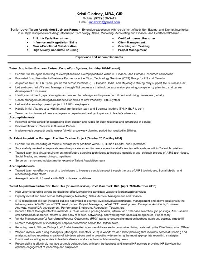 kristi gladney resume talent acquisition resume