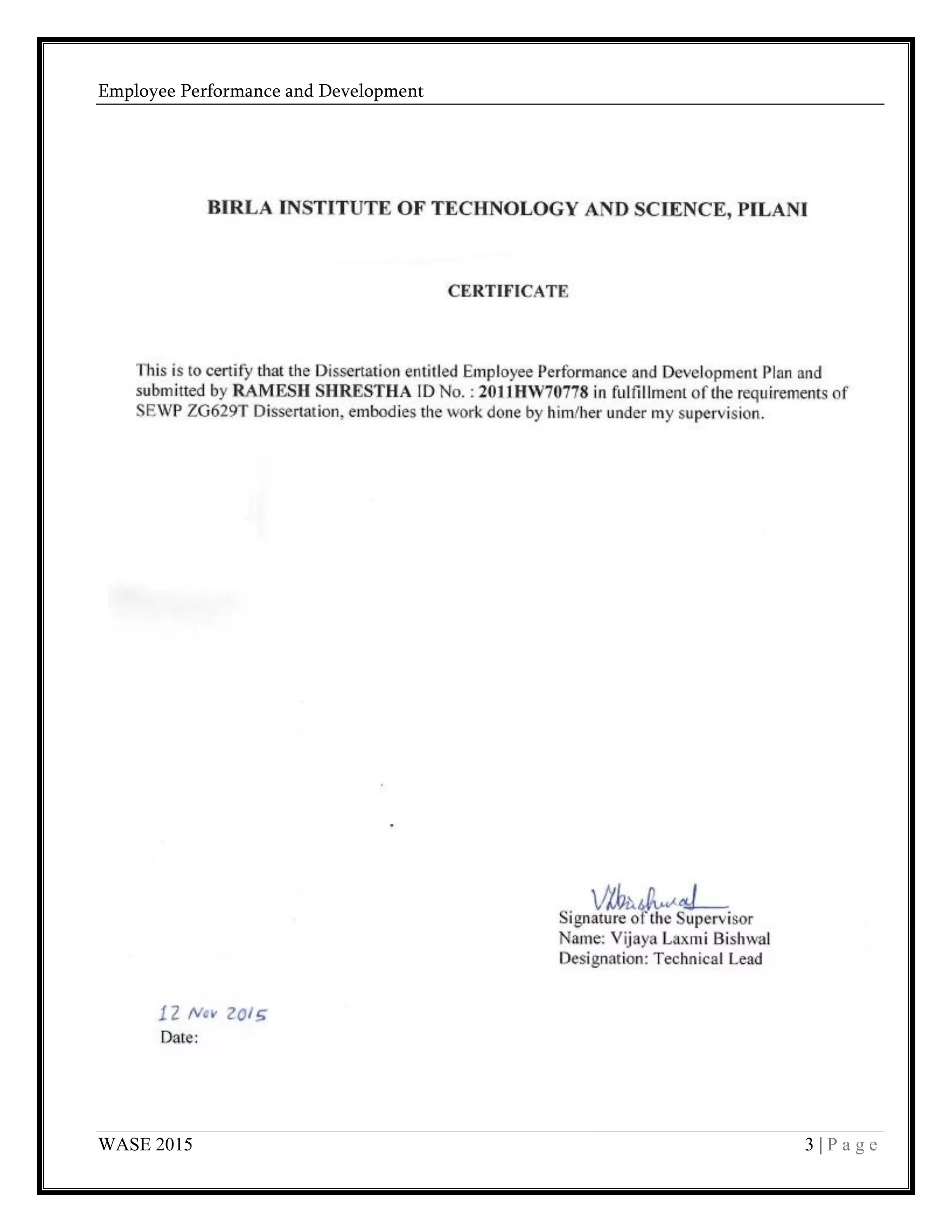 Employee Performance and Development
WASE 2015 3 | P a g e
 