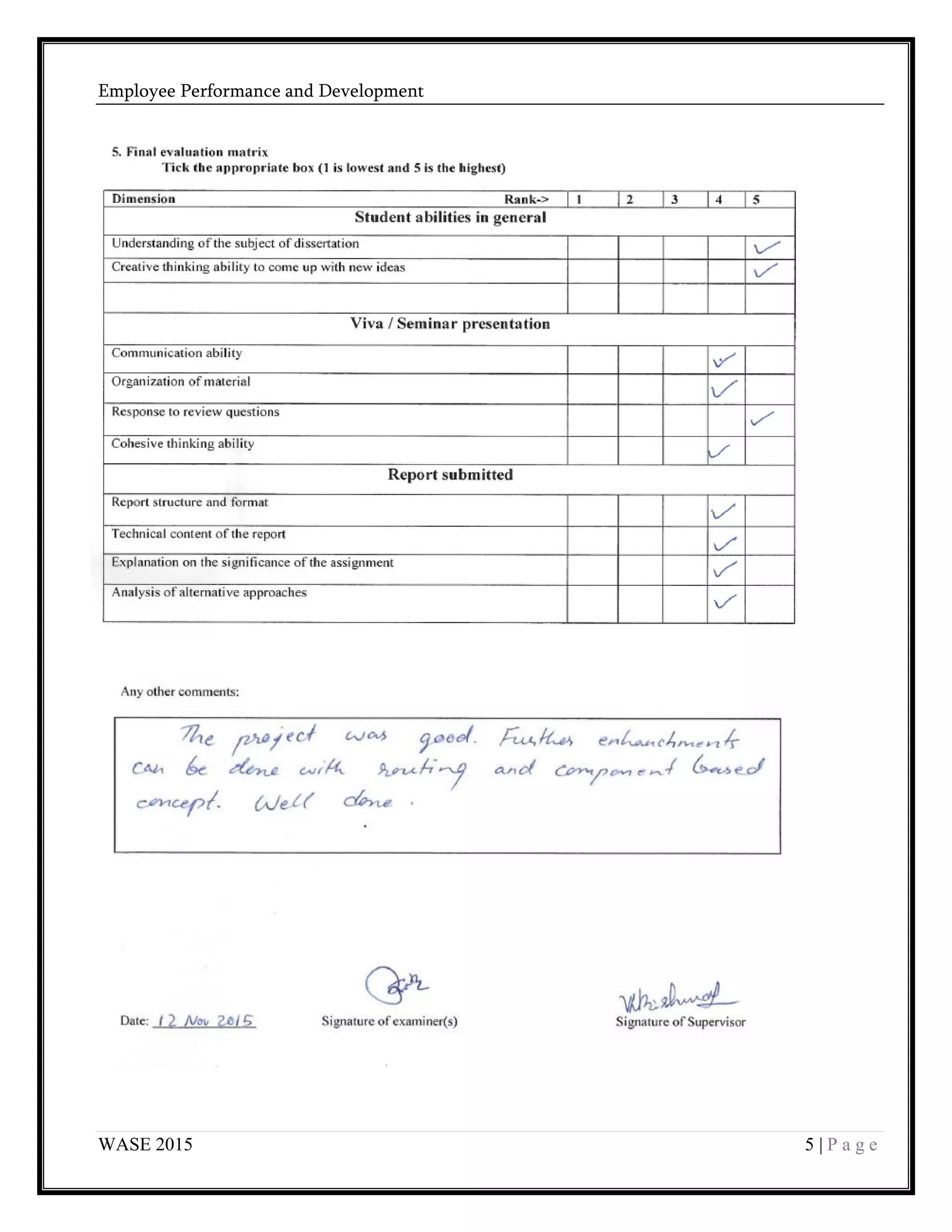 Employee Performance and Development
WASE 2015 5 | P a g e
 
