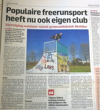 AD vrijdag 27 maart Freerunners in Woerden een eigen club, Fast Forward Sports