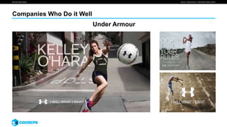 We are smart media Source: Under Armour “I Will What I Want” (2016)
Under Armour
Companies Who Do it Well
 