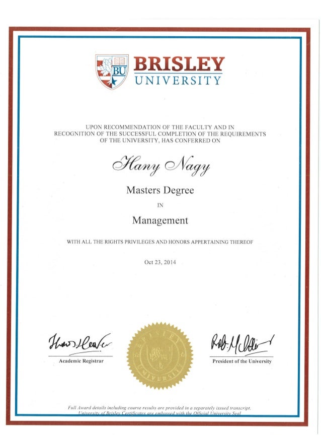 Masters Degree in Management