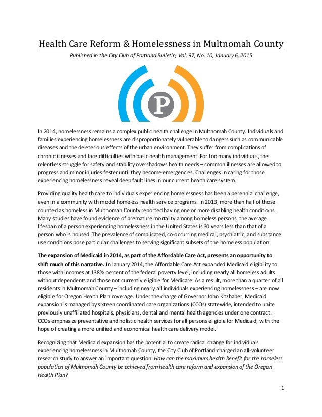 Healthcare Reform And Homelessness