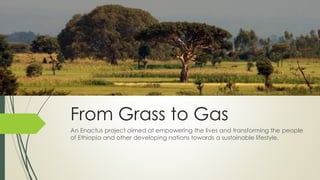 From Grass to Gas
An Enactus project aimed at empowering the lives and transforming the people
of Ethiopia and other developing nations towards a sustainable lifestyle.
 