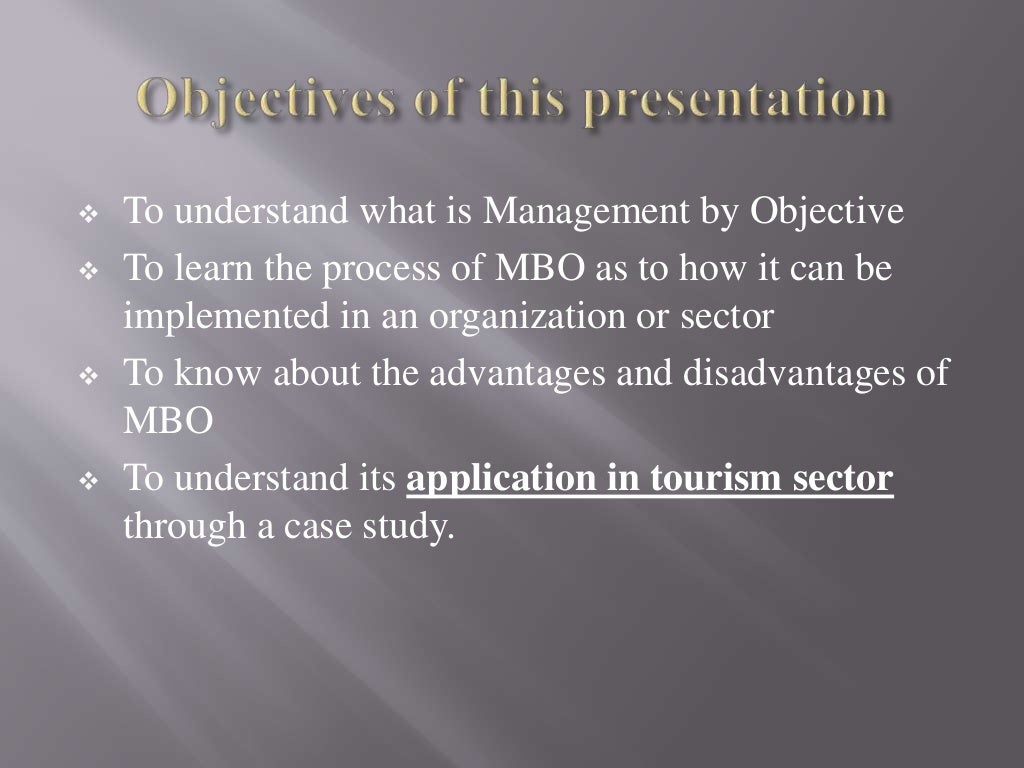 Management By Objective its Application In Tourism