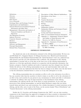 Merrily Lynch Statement Example BANK OF AMERICA MERRILL LYNCH MONGOLIAN MINING CORPORATION SENIOR NOTE ...
