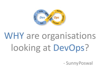 WHY are organisations
looking at DevOps?
- SunnyPoswal
 