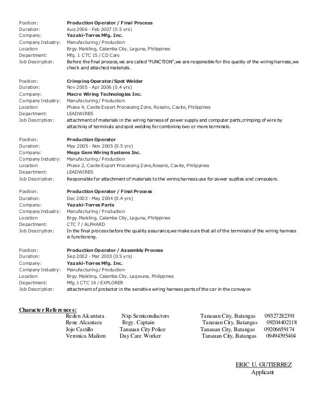 production worker job description