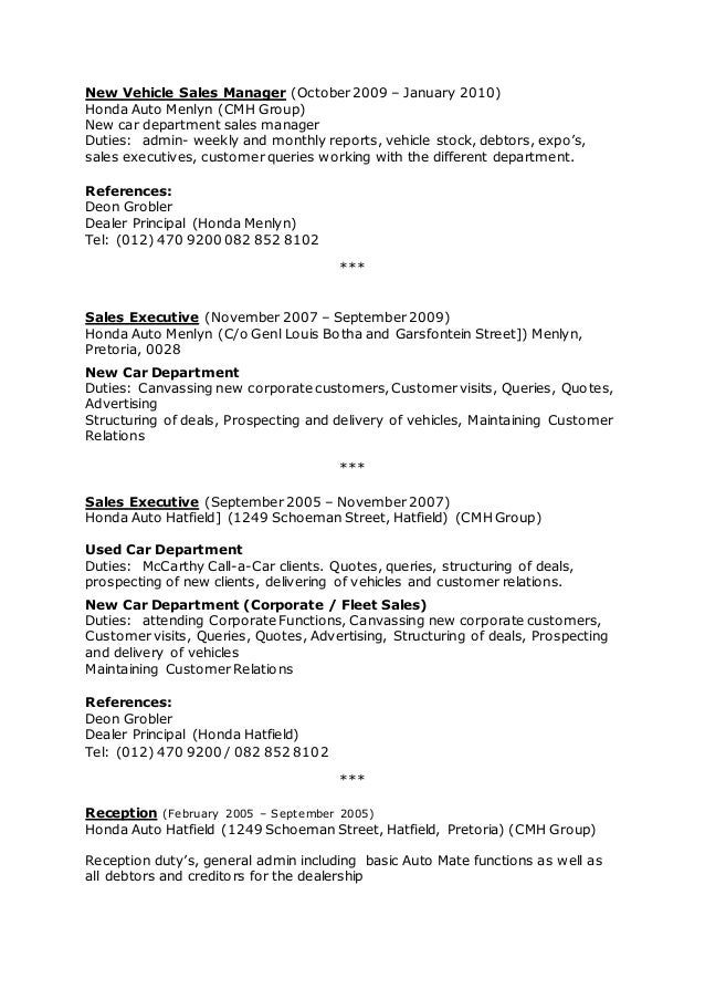 4 new vehicle sales manager used car manager job description