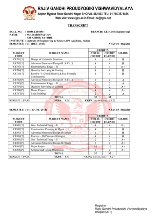 Undergraduation Transcript | PDF