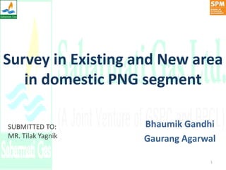 Survey in Existing and New area
in domestic PNG segment
Bhaumik Gandhi
Gaurang Agarwal
SUBMITTED TO:
MR. Tilak Yagnik
1
 