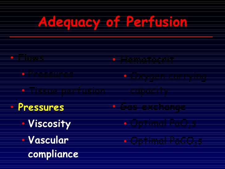 7 Adequacy Of Perfusion During Cardiopulmonary Bypass
