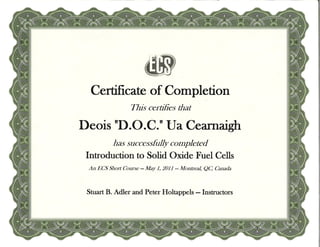 SOFC Certificate