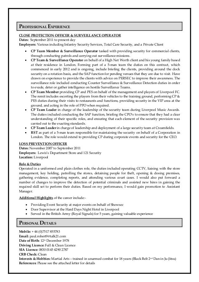 door supervisor cv