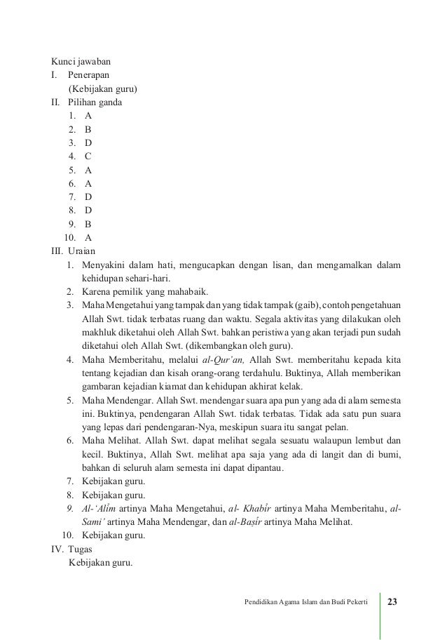 Kunci Jawaban Agama Islam Kelas 8 Bab 7 Gudang Kunci