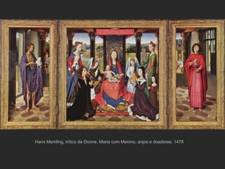 Hans Memling, trítico de Donne, Maria com Menino, anjos e doadores, 1478 