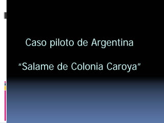 Caso piloto de Argentina
“Salame de Colonia Caroya”
 