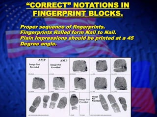 CORRESPONDING FINGERPRINT IMAGES “CORRECT”  USE ACCEPTABLE NOTATIONS IN ROLLEDFingerprints Rolled Nail to NailFingerprint Images Proper SequenceNotationsNo ImagesMissingMissingMissingMissingMissingNo Images