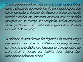 O Dirigente deverá possuir os requisitos mínimos para liderar o grupo mediúnico que são: amor, boa vontade, estudo e atitudes corretas. Segundo André Luiz [Nos Domínios da Mediunidade], o dirigente deverá ter: "devoção à fraternidade, correção no cumprimento dos deveres, fé ardorosa, compreensão, boa vontade, equilíbrio, prudência e muito amor no coração.“Os Doutrinadores devem, igualmente, evangelizar-se estudando a Doutrina e capacitando-se para entender e elaborar nos diversos misteres do serviço de esclarecimento e tratamento Espiritual.