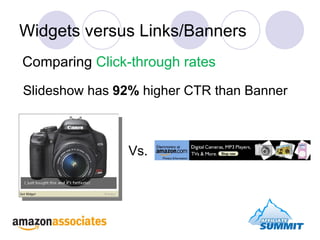 Widgets versus Links/Banners Comparing  Click-through rates Vs. Slideshow has  92%  higher CTR than Banner 