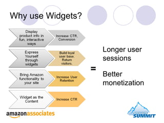 Why use Widgets? =  Longer user sessions Better monetization 