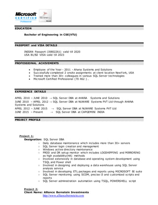 Resume-pradeep SQL DBA | DOCX