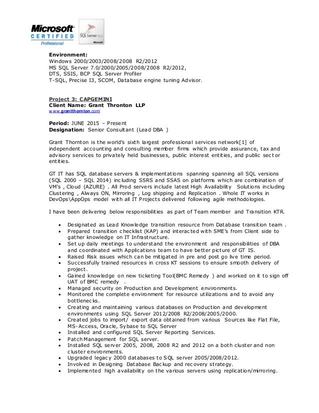 Resume Pradeep SQL DBA