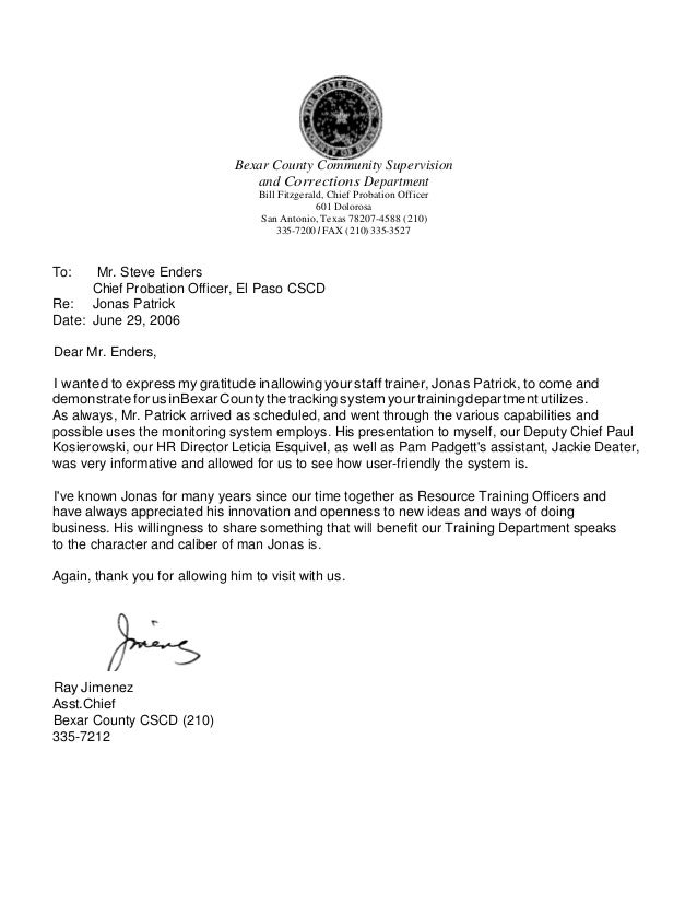 Sample Letter Of Recommendation For Probation Officer Classles Democracy