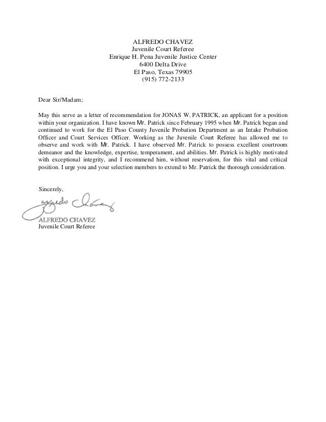 letters and recommendations probation letter of recommendation