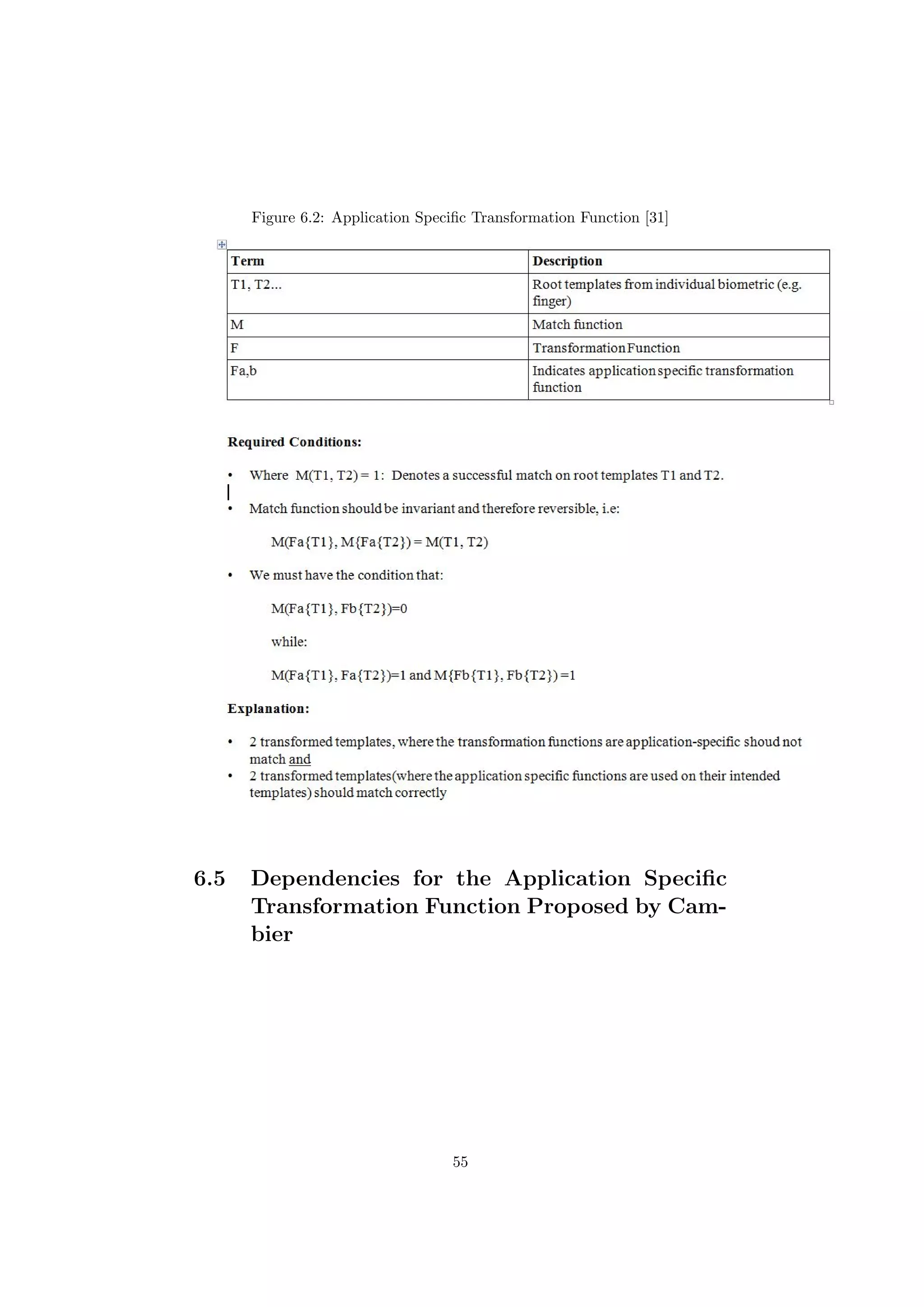 Figure 6.2: Application Speciﬁc Transformation Function [31]
6.5 Dependencies for the Application Speciﬁc
Transformation Function Proposed by Cam-
bier
55
 