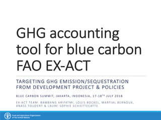 GHG Accounting Tool for Blue Carbon FAO EX-ACT | PDF