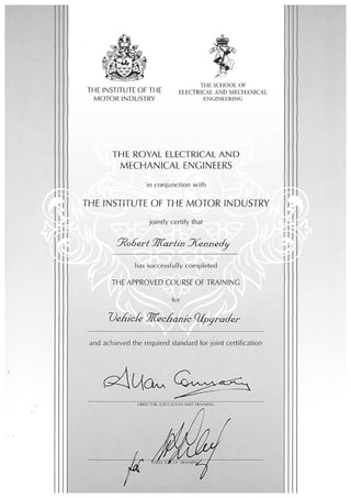 Institute of Motor Industry cert