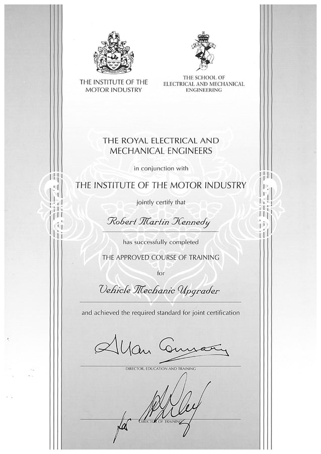 Institute of Motor Industry cert