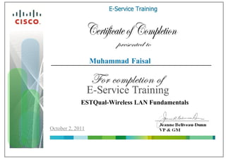 Muhammad Faisal
ESTQual-Wireless LAN Fundamentals
October 2, 2011
 