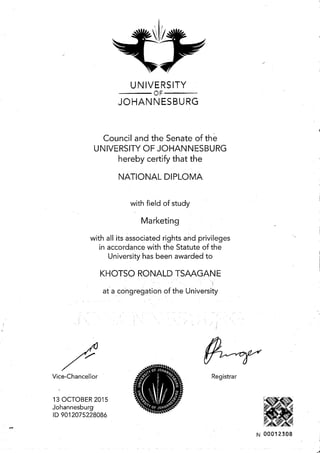 Khotso Tsaagane(Diploma)