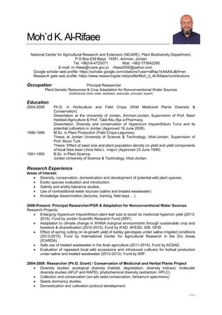 M K Al-Rifaee CV 2016 | PDF
