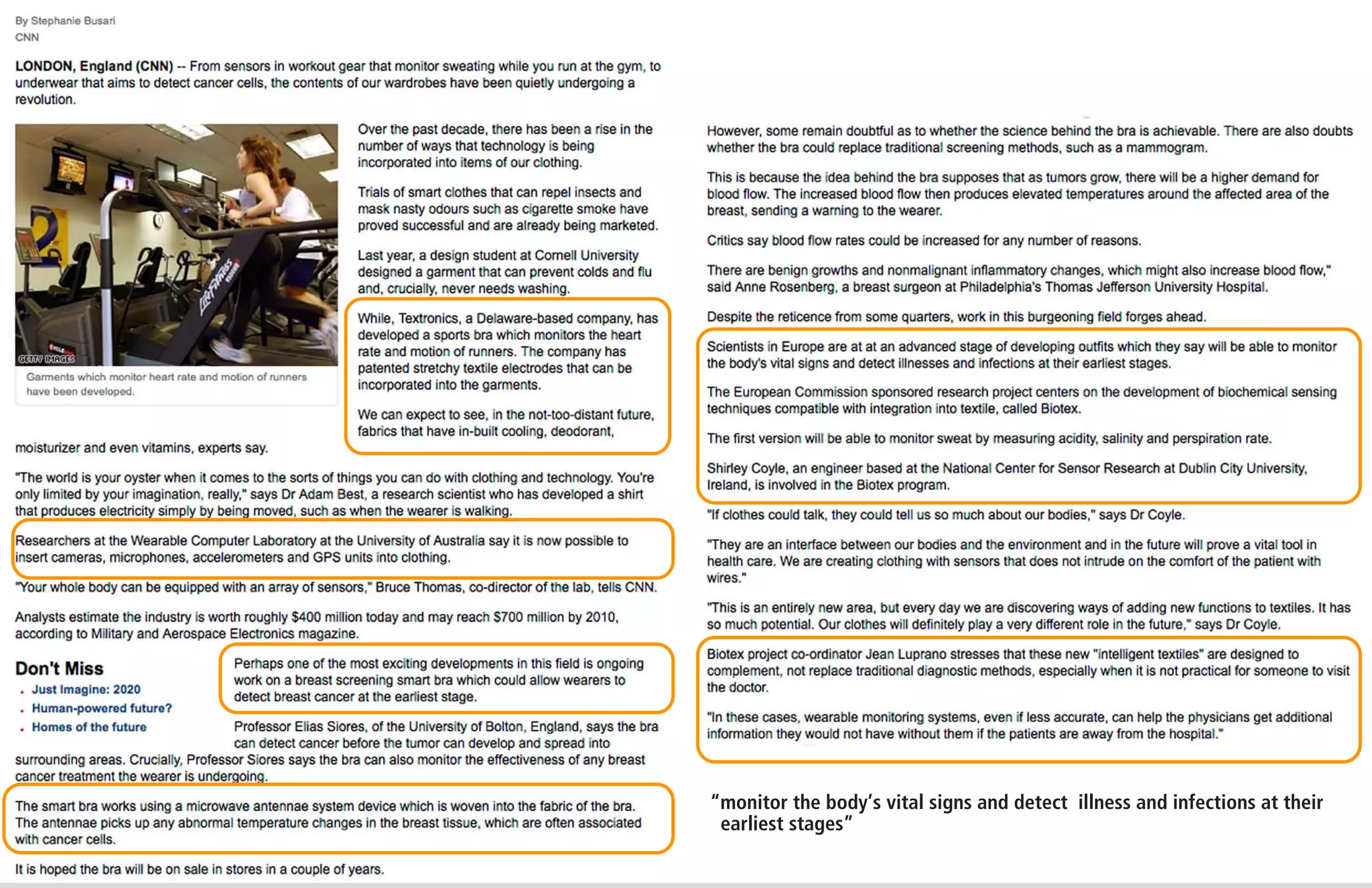 Material Innovation Centre Nov. 13.14
manufactured materials…applications…environmental protection…bio-deterrence… Areas of Exploration
“monitor the body’s vital signs and detect illness and infections at their
earliest stages”
 